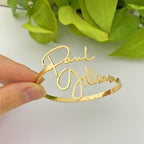 Bazinco Personalised Name Cuff Bracelet for Couples – Adjustable Custom Couple Bracelet