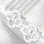 Bazinco Custom Initial Clover Cufflinks – Lucky Leaf Letter Cufflinks for Groom Wedding Accessories