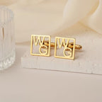 Bazinco Personalized Groom Cufflinks – Custom Initial Letter Square Design Wedding Accessories