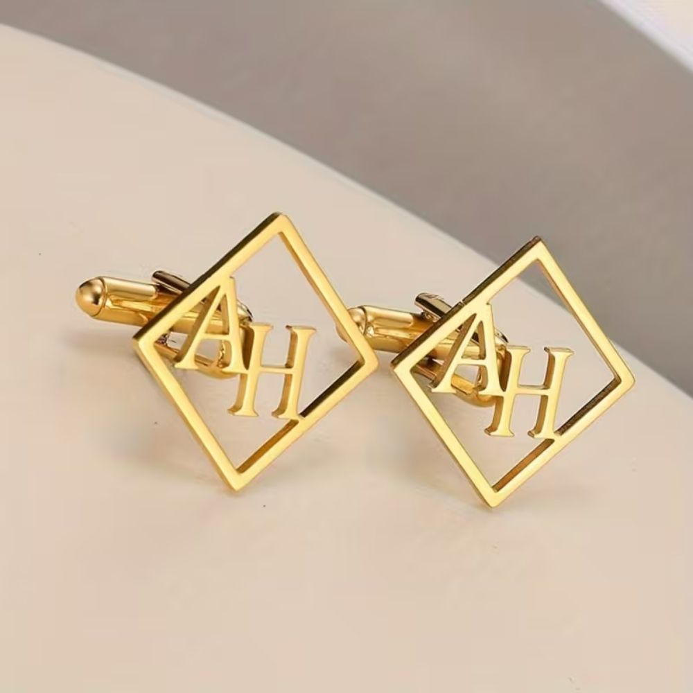 Bazinco Personalised Initial Cufflinks for Him – Custom Name Engraved Cufflinks for Men Wedding Gift