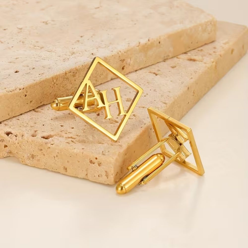 Bazinco Personalised Initial Cufflinks for Him – Custom Name Engraved Cufflinks for Men Wedding Gift