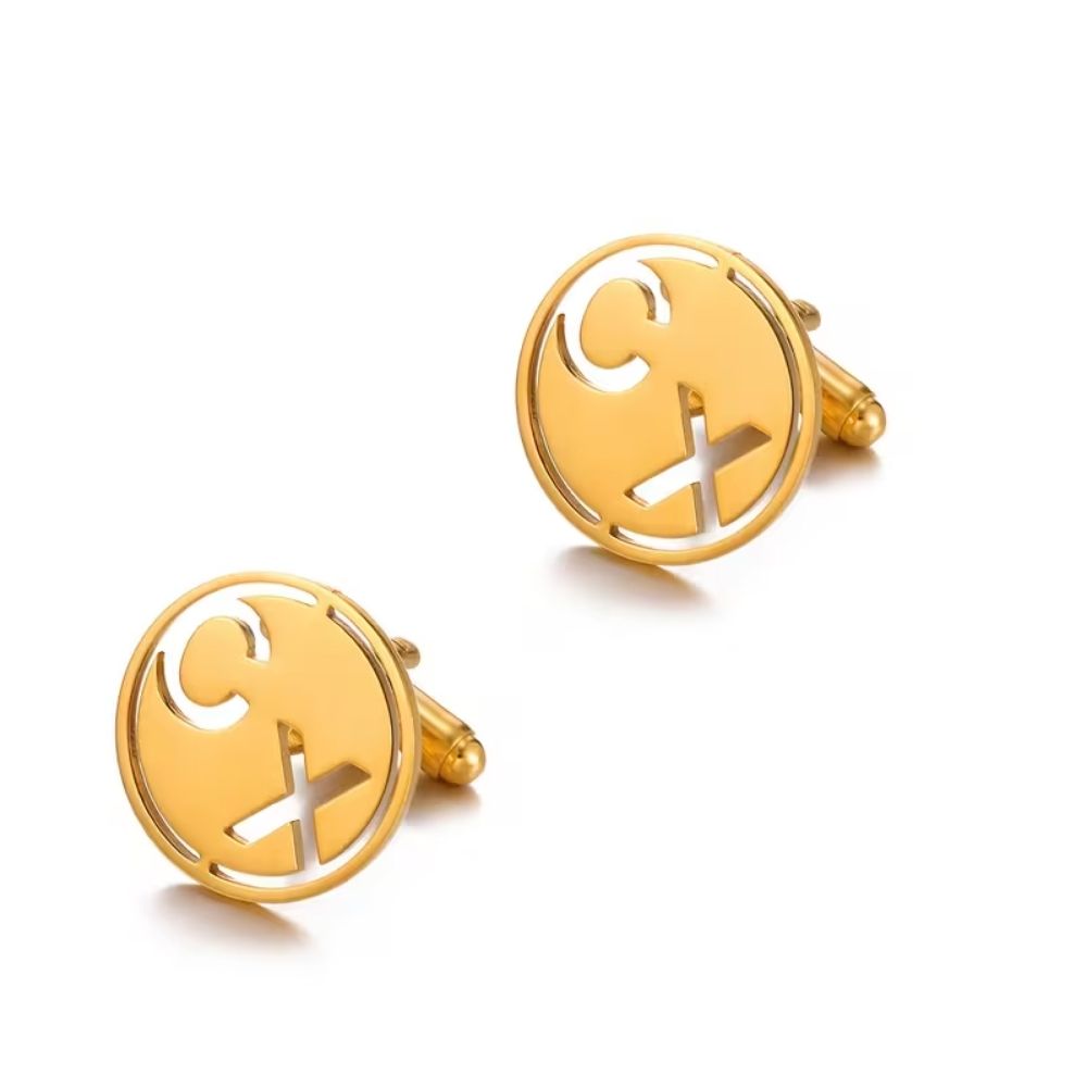 Personalised Initial Cufflinks Round Design – Custom Luxury Gift for Men by Bazinco
