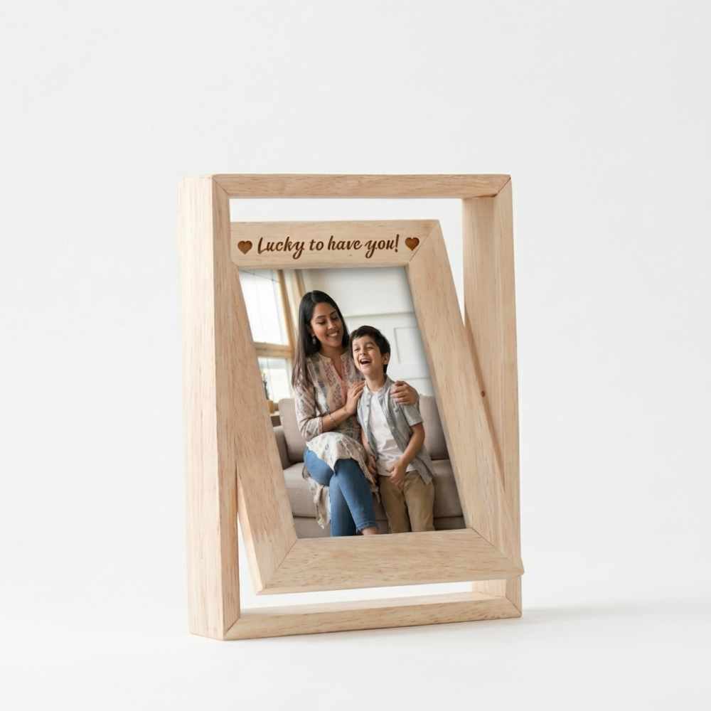 Bazinco Personalized Mother’s Day Photo Frame – Custom Wooden Picture Frame Gift for Mom with Engraved Message
