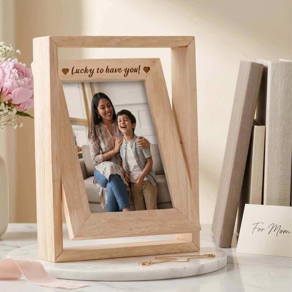 Bazinco Personalized Mother’s Day Photo Frame – Custom Wooden Picture Frame Gift for Mom with Engraved Message