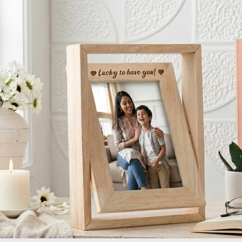 Bazinco Personalized Mother’s Day Photo Frame – Custom Wooden Picture Frame Gift for Mom with Engraved Message