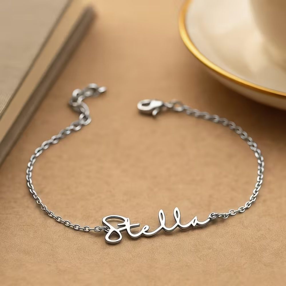 Bazinco Custom Name Chain Bracelet – Personalised Adjustable Bracelet with Name Design