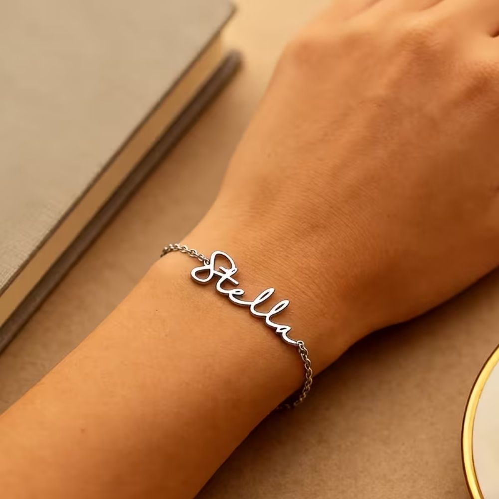 Bazinco Custom Name Chain Bracelet – Personalised Adjustable Bracelet with Name Design