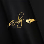 Bazinco Personalised Paw Print Name Bracelet – Adjustable Pet Lover Cuff Bracelet
