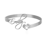 Bazinco Personalised Paw Print Name Bracelet – Adjustable Pet Lover Cuff Bracelet