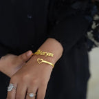 Bazinco Custom Name Heart Bracelet – Personalised Adjustable Cute Heart Cuff Bracelet