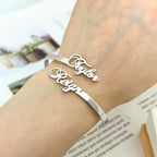Bazinco Custom His & Her Name Bracelet – Adjustable Personalised Couple Cuff Bracelet