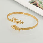 Bazinco Custom His & Her Name Bracelet – Adjustable Personalised Couple Cuff Bracelet
