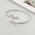 Bazinco Custom His & Her Name Bracelet – Adjustable Personalised Couple Cuff Bracelet