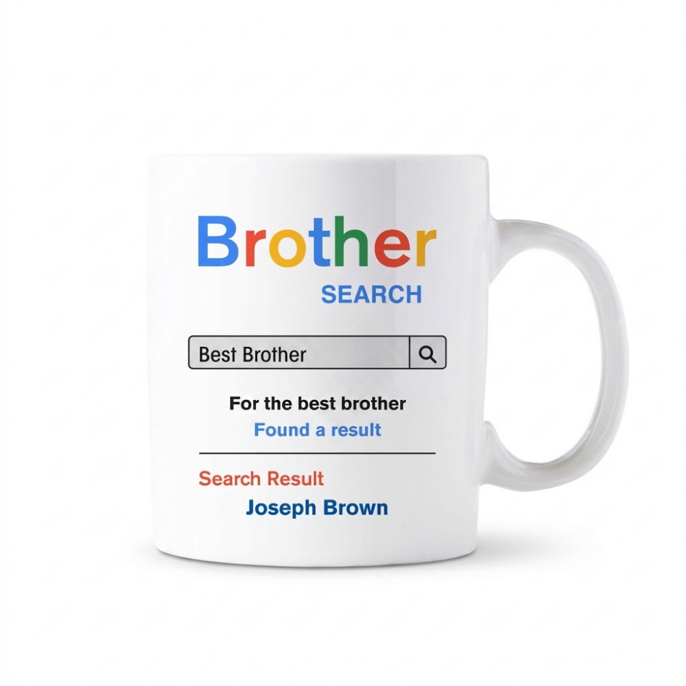 Bazinco Best Bro Search Mug 11 Oz White Ceramic Mug | Personalized Rakhi Gift for Brother | Custom Name Coffee Mug | Microwave & Dishwasher Safe