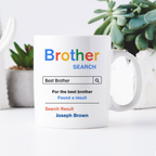 Bazinco Best Bro Search Mug 11 Oz White Ceramic Mug | Personalized Rakhi Gift for Brother | Custom Name Coffee Mug | Microwave & Dishwasher Safe