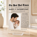 Bazinco Custom Newspaper Style Acrylic Photo Plaque for Dad – First Father’s Day Gift