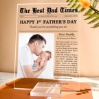 Bazinco Custom Newspaper Style Acrylic Photo Plaque for Dad – First Father’s Day Gift