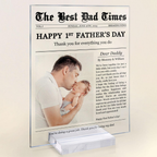 Bazinco Custom Newspaper Style Acrylic Photo Plaque for Dad – First Father’s Day Gift