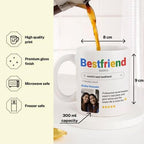 Bazinco Custom Best Friend Mug 300 ml, Personalized Ceramic Coffee Mug, Best Friend Search Engine Design, Custom Photo Name Gift for Bestie, Birthday Friendship Gift
