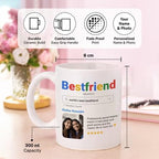 Bazinco Custom Best Friend Mug 300 ml, Personalized Ceramic Coffee Mug, Best Friend Search Engine Design, Custom Photo Name Gift for Bestie, Birthday Friendship Gift