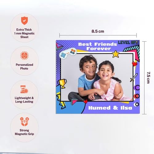 Bazinco Personalized Photo Fridge Magnet – Best Friends Forever Gaming Style Custom Photo Frame
