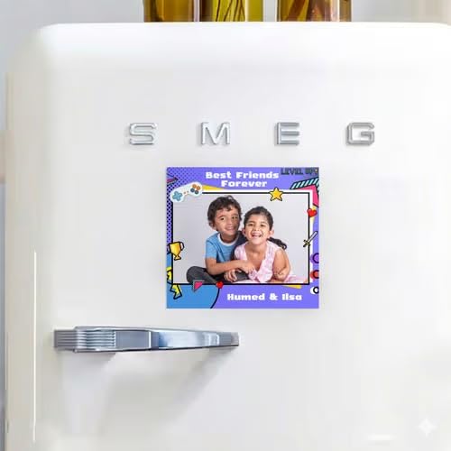 Bazinco Personalized Photo Fridge Magnet – Best Friends Forever Gaming Style Custom Photo Frame