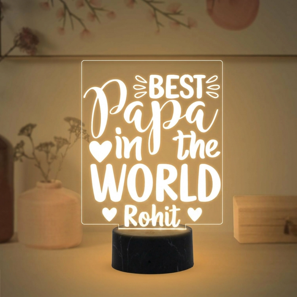 Bazinco Custom Papa LED Lamp | Personalized Acrylic Night Light for Father’s Day