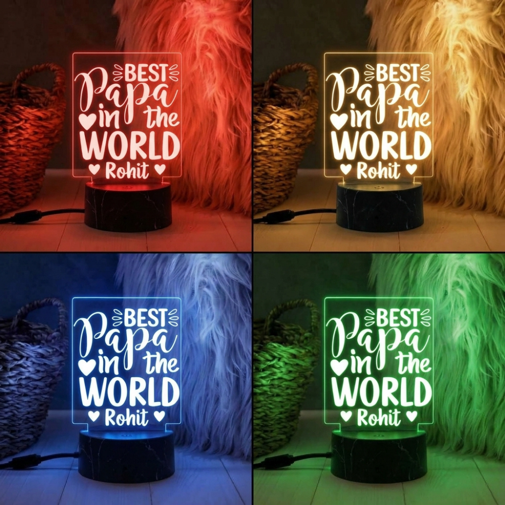 Bazinco Custom Papa LED Lamp | Personalized Acrylic Night Light for Father’s Day