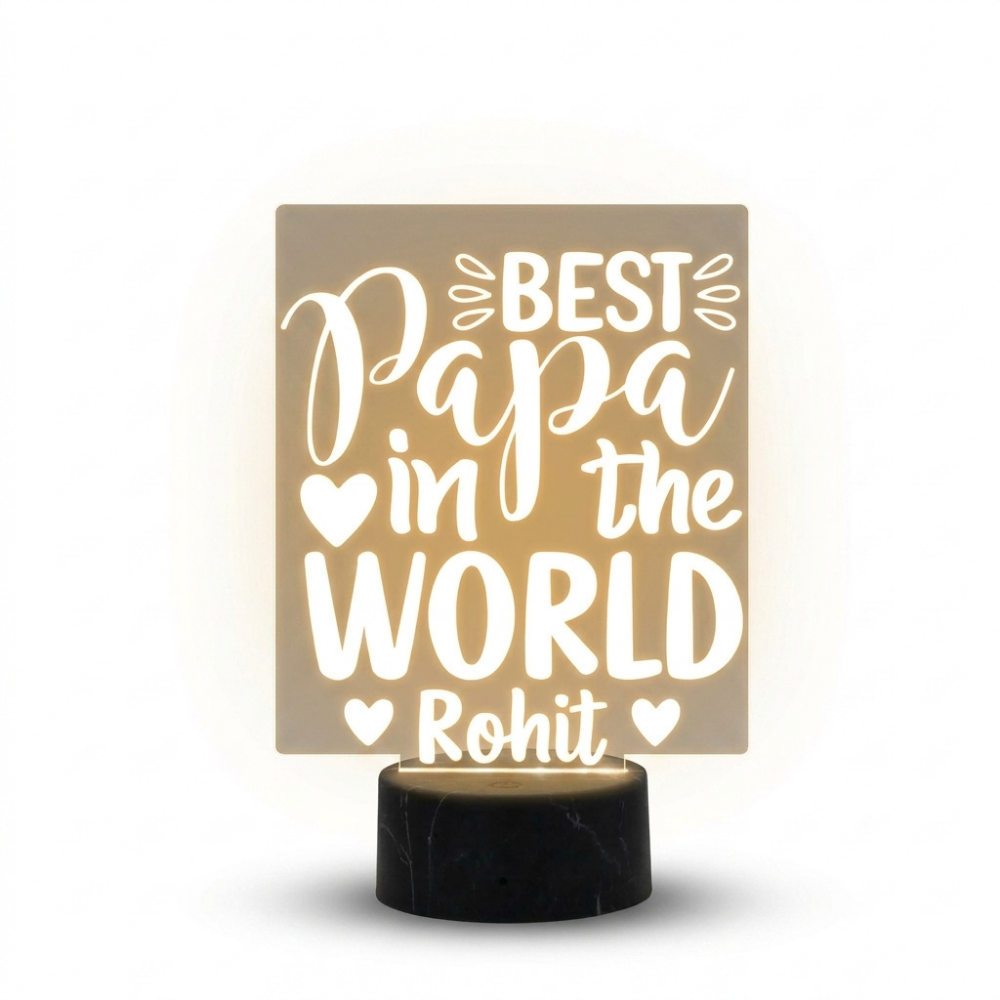 Bazinco Custom Papa LED Lamp | Personalized Acrylic Night Light for Father’s Day