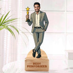Bazinco Custom Best Performer Caricature Gift for Him | Personalized Acrylic Success Plaque | Corporate Recognition & Achievement Gift