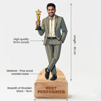 Bazinco Custom Best Performer Caricature Gift for Him | Personalized Acrylic Success Plaque | Corporate Recognition & Achievement Gift