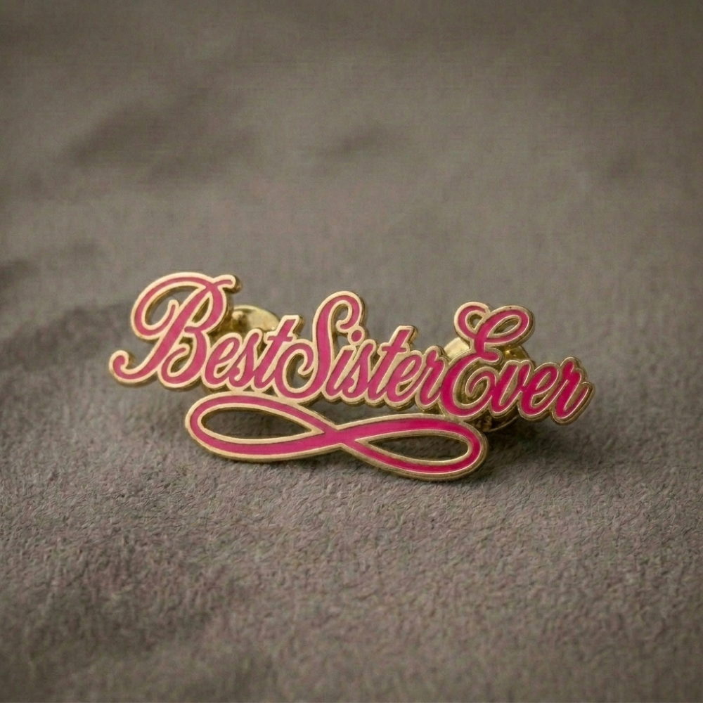 Bazinco Best Sister Ever Brooch – Stylish Infinity Script Sister Gift Pin