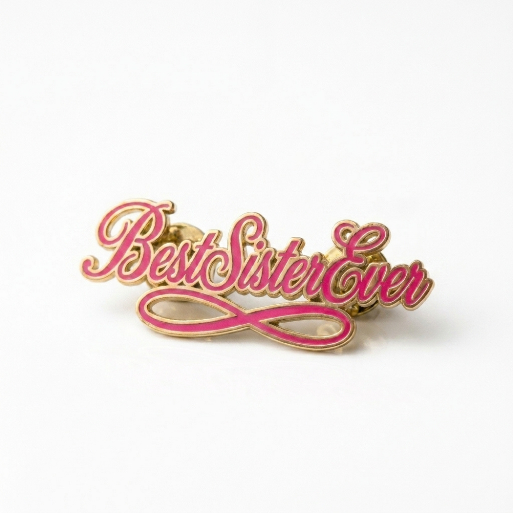 Bazinco Best Sister Ever Brooch – Stylish Infinity Script Sister Gift Pin