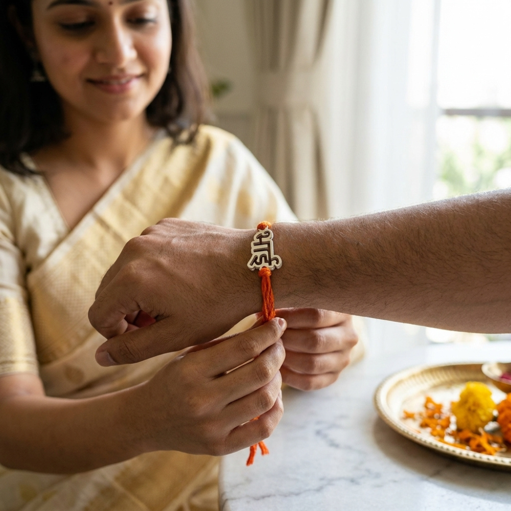 Bazinco Hindi Bhai Rakhi for Brother | Premium भाई Name Rakhi | Traditional Raksha Bandhan Rakhi Gift