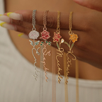 Bazinco Custom Name Necklace with Birth Flower – Elegant Floral Name Jewelry