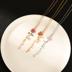 Bazinco Custom Name Necklace with Birth Flower – Elegant Floral Name Jewelry
