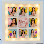 Bazinco Personalized Birthday LED Photo Frame – Custom 9 Photo Memory Collage Gift