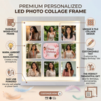 Bazinco Personalized Birthday LED Photo Frame – Custom 9 Photo Memory Collage Gift