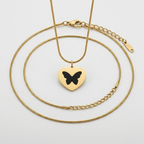Bazinco Minimal Black Butterfly Pendant Necklace | Luxury Heart Butterfly Charm Necklace for Her