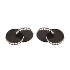 Bazinco Black Crystal Disc Cufflinks – Premium Round Formal Cufflinks for Men | Wedding, Office & Tuxedo Accessories