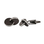 Bazinco Black Crystal Disc Cufflinks – Premium Round Formal Cufflinks for Men | Wedding, Office & Tuxedo Accessories