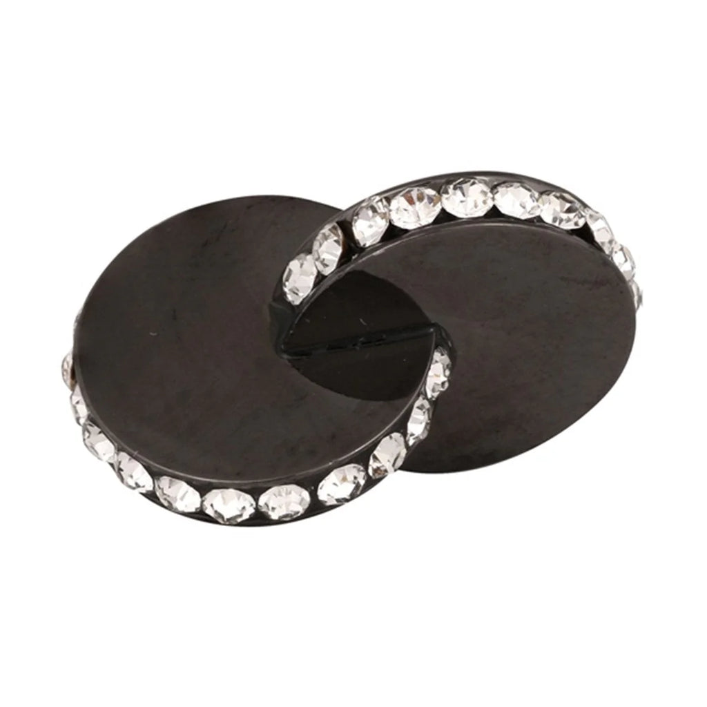 Bazinco Black Crystal Disc Cufflinks – Premium Round Formal Cufflinks for Men | Wedding, Office & Tuxedo Accessories