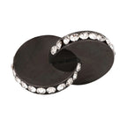 Bazinco Black Crystal Disc Cufflinks – Premium Round Formal Cufflinks for Men | Wedding, Office & Tuxedo Accessories