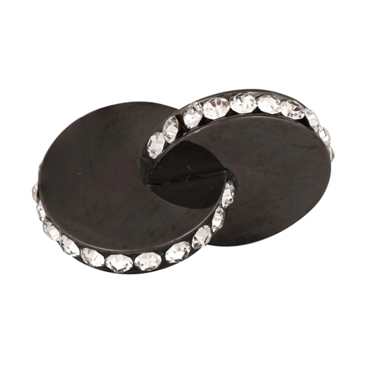 Bazinco Black Crystal Disc Cufflinks – Premium Round Formal Cufflinks for Men | Wedding, Office & Tuxedo Accessories