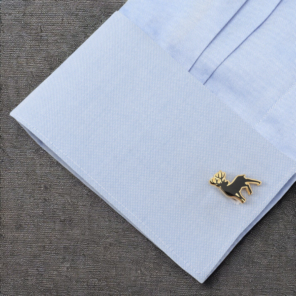 Bazinco Deer Enamel Cufflinks for Men – Premium Stag Cuff Links for Formal Wear