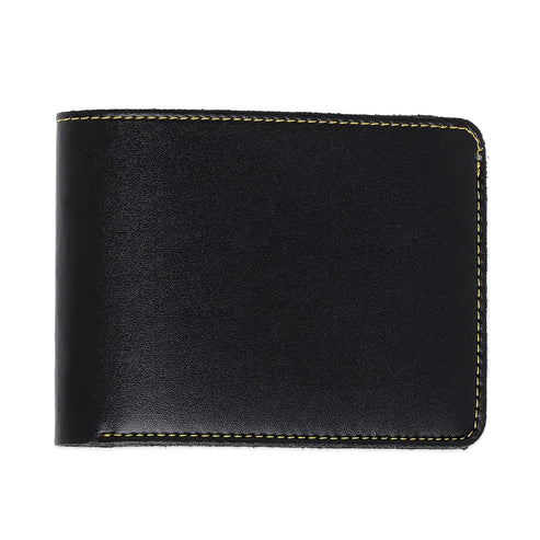 Bazinco Personalized Black Leather Wallet for Men – Custom Name Plate Bifold Wallet