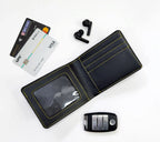 Bazinco Personalized Black Leather Wallet for Men – Custom Name Plate Bifold Wallet