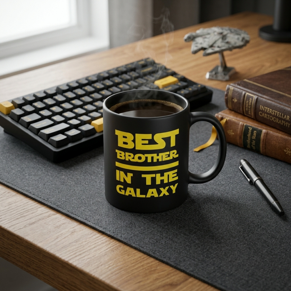 Bazinco Best Brother in the Galaxy Ceramic Black Mug 11 Oz | Rakhi Gift for Brother | Coffee Tea Mug for Bhai | Funny Brother Gift | Birthday & Raksha Bandhan Present