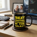 Bazinco Best Brother in the Galaxy Ceramic Black Mug 11 Oz | Rakhi Gift for Brother | Coffee Tea Mug for Bhai | Funny Brother Gift | Birthday & Raksha Bandhan Present