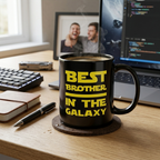 Bazinco Best Brother in the Galaxy Ceramic Black Mug 11 Oz | Rakhi Gift for Brother | Coffee Tea Mug for Bhai | Funny Brother Gift | Birthday & Raksha Bandhan Present